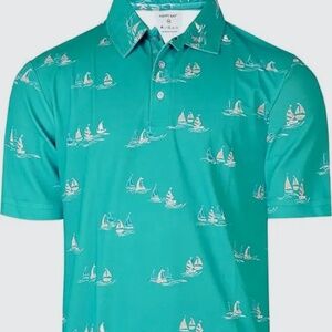 NWT HAPPY BAY blue w/ sailboats polo